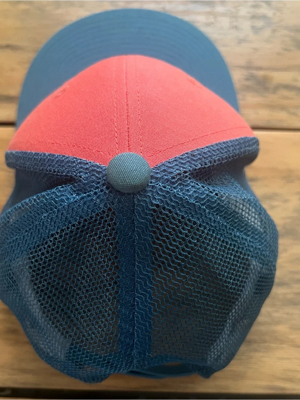 Patagonia women’s Two-Tone Red and Teal Mesh Trucker Hat